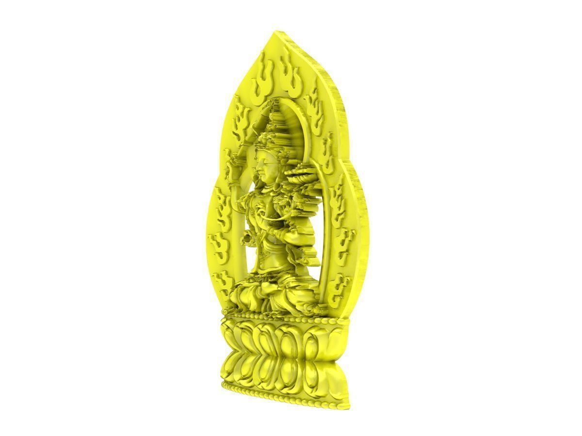 A5112 Buddha Thousand Hands Sitting on Lotus Lucky Pendant 3D print model_1
