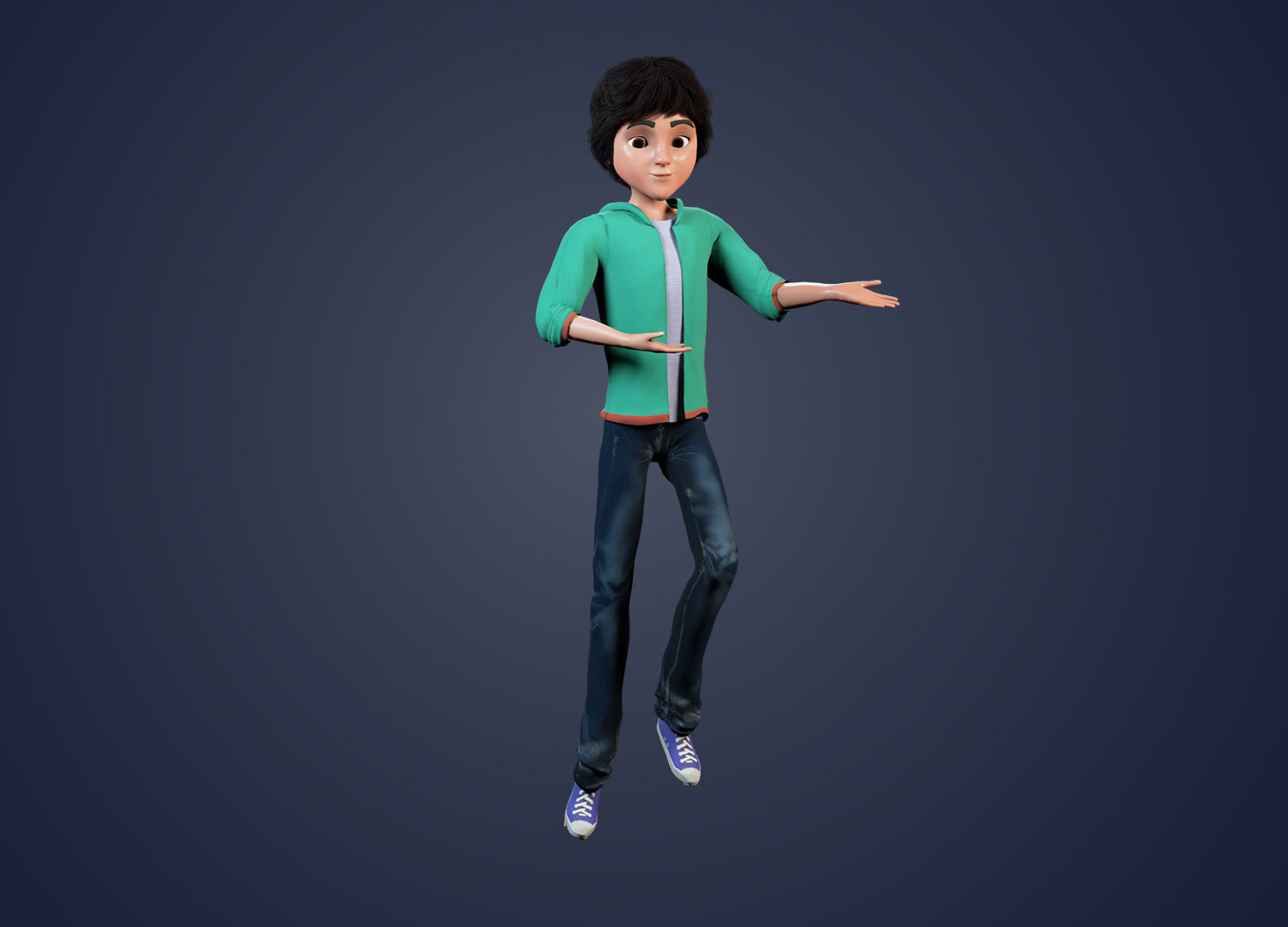 Cartoon young boy character rigged free VR / AR / low-poly 3D model ...