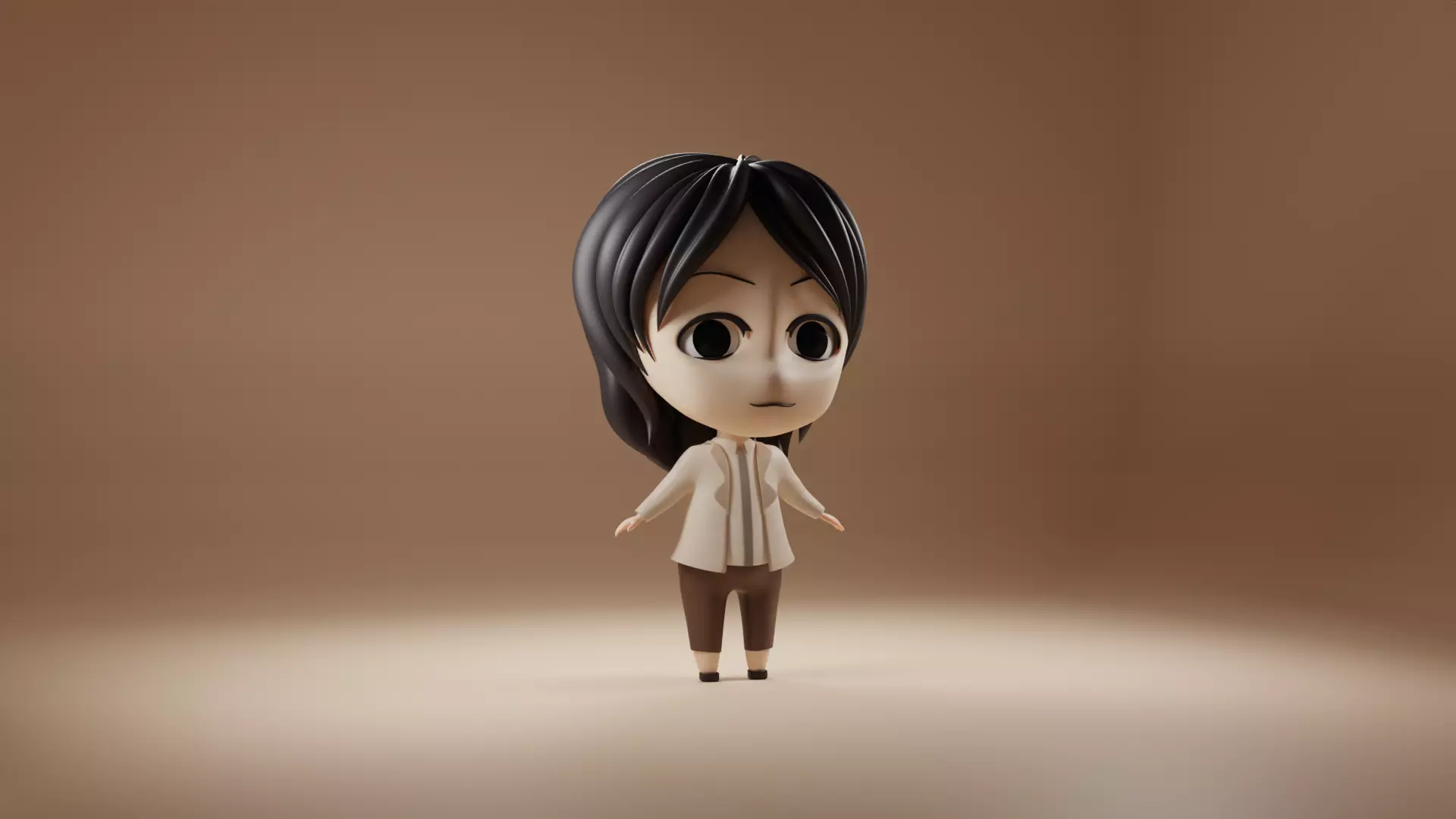 Chibi Model of girl Low-poly 3D model_0