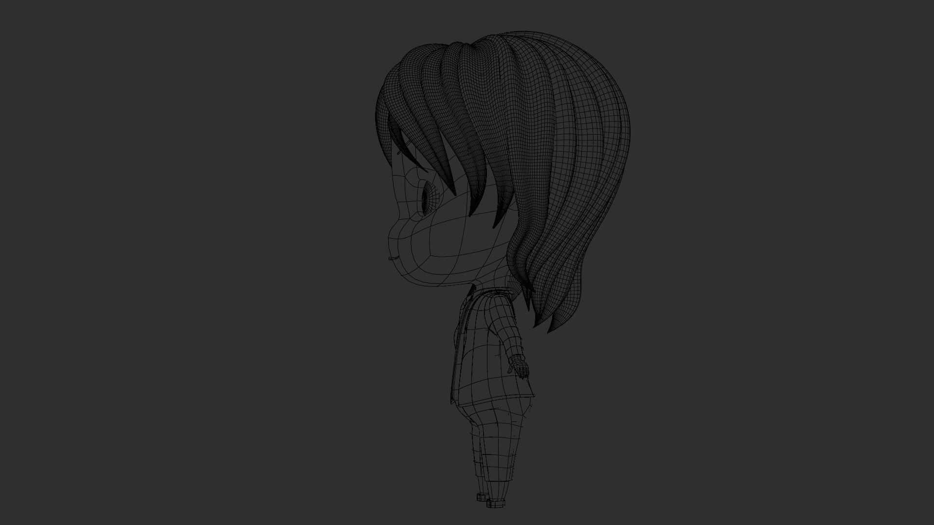 Chibi Model of girl Low-poly 3D model_4