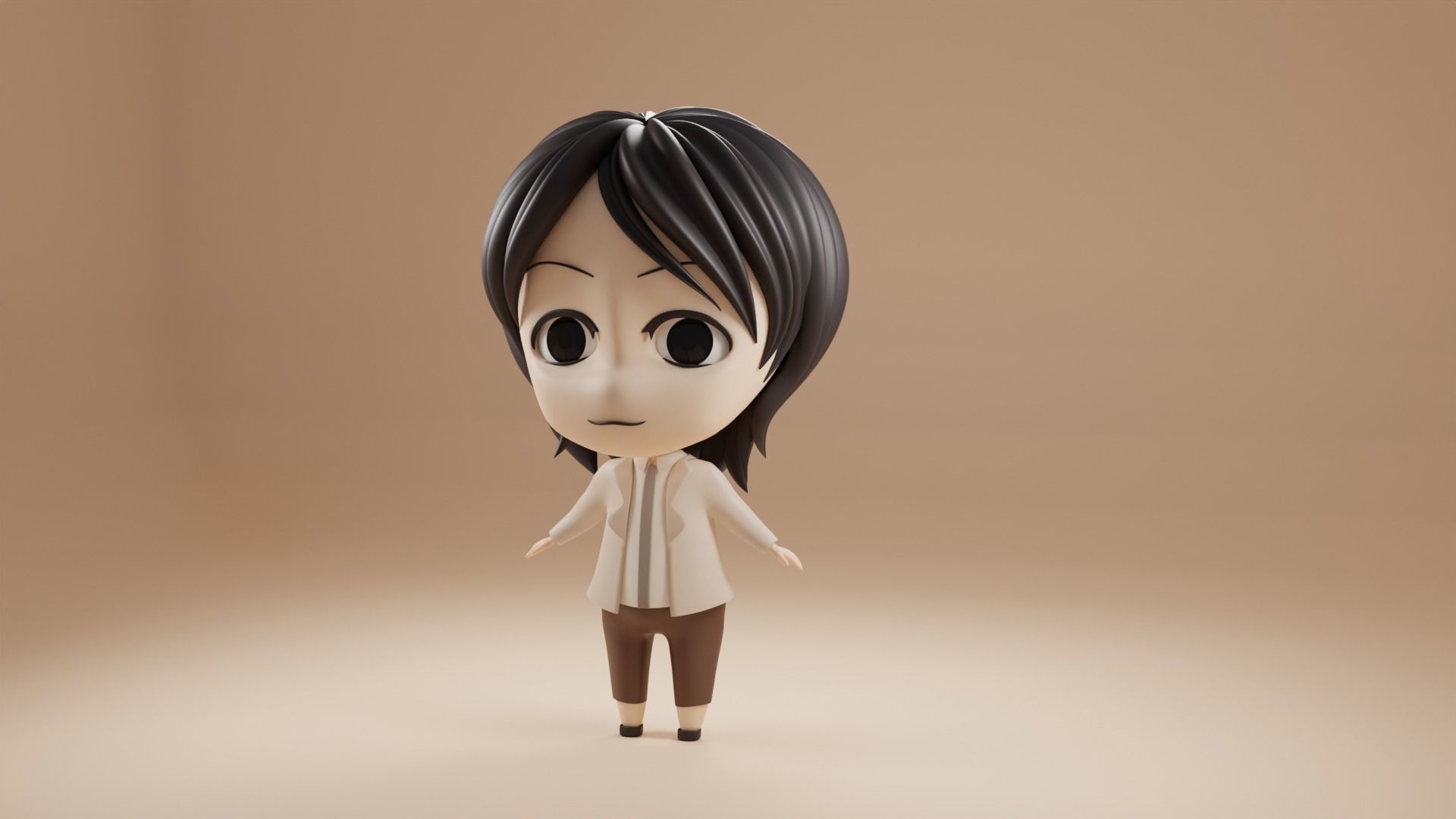 Chibi Model of girl Low-poly 3D model_1