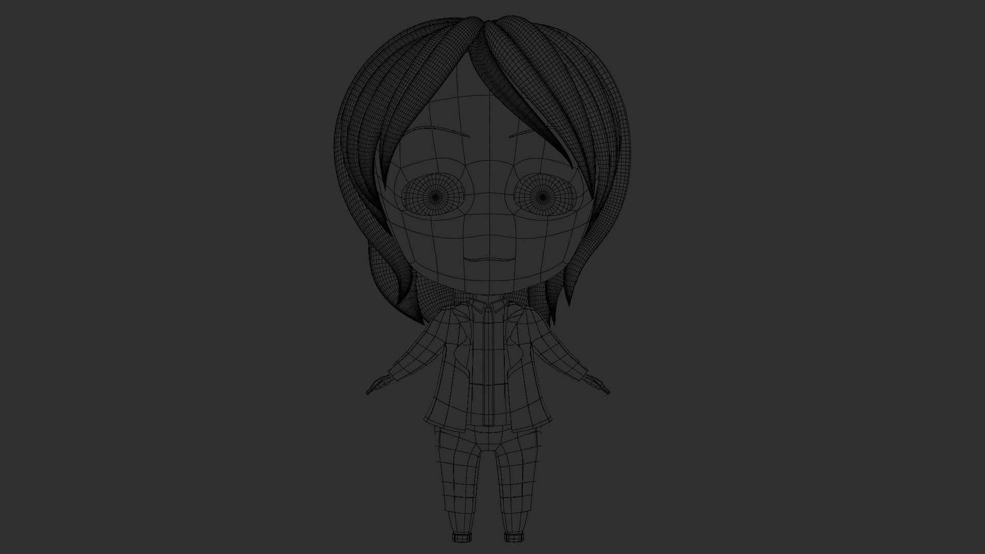 Chibi Model of girl Low-poly 3D model_3