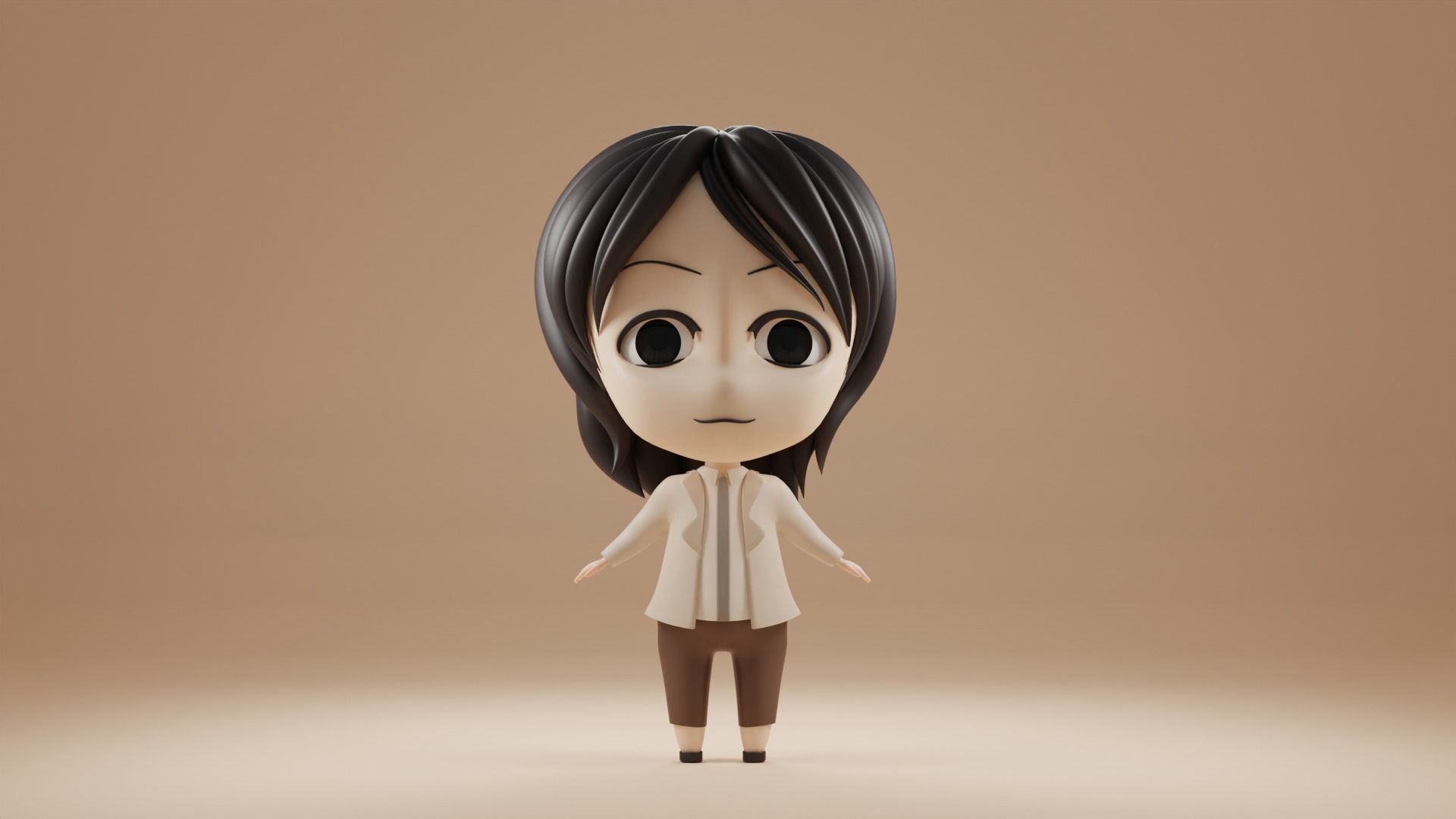 Chibi Model of girl Low-poly 3D model_2