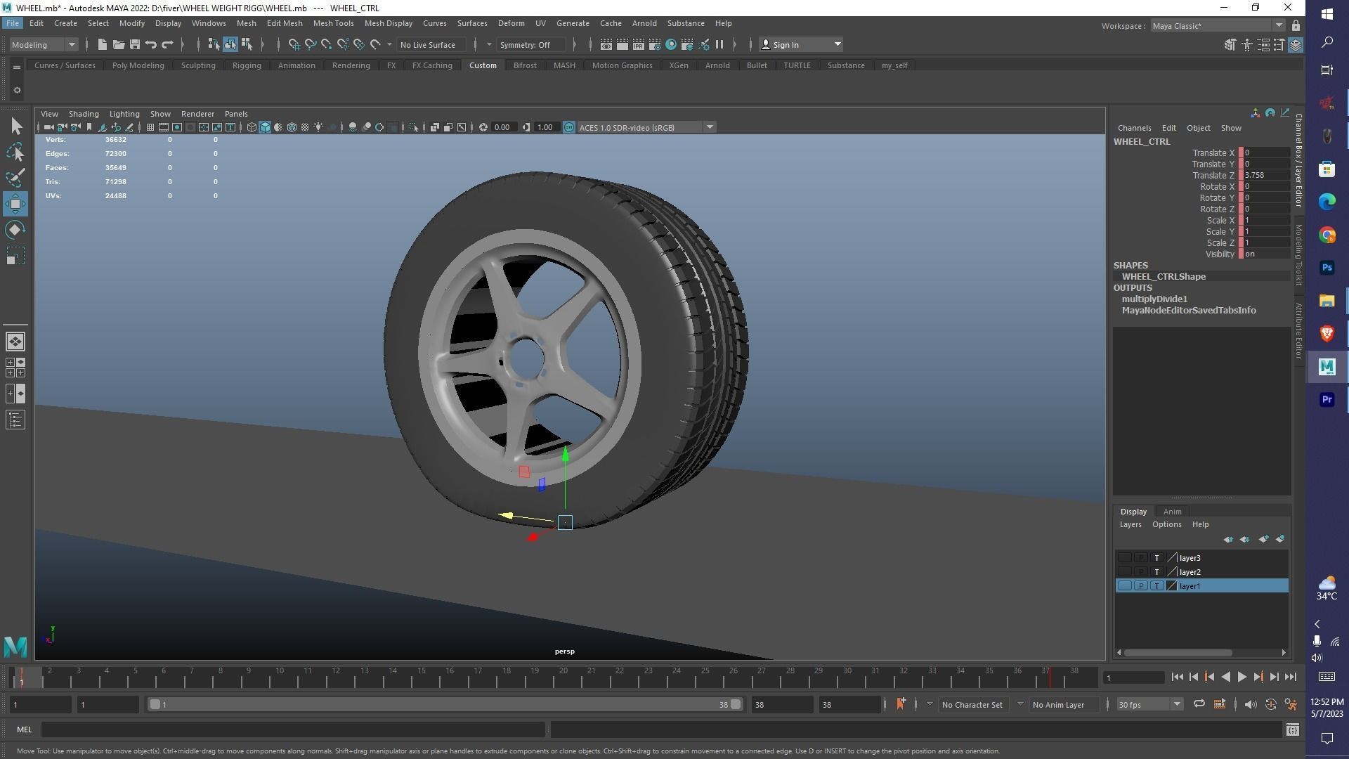 wheel wheight rigg free 3D model animated rigged | CGTrader