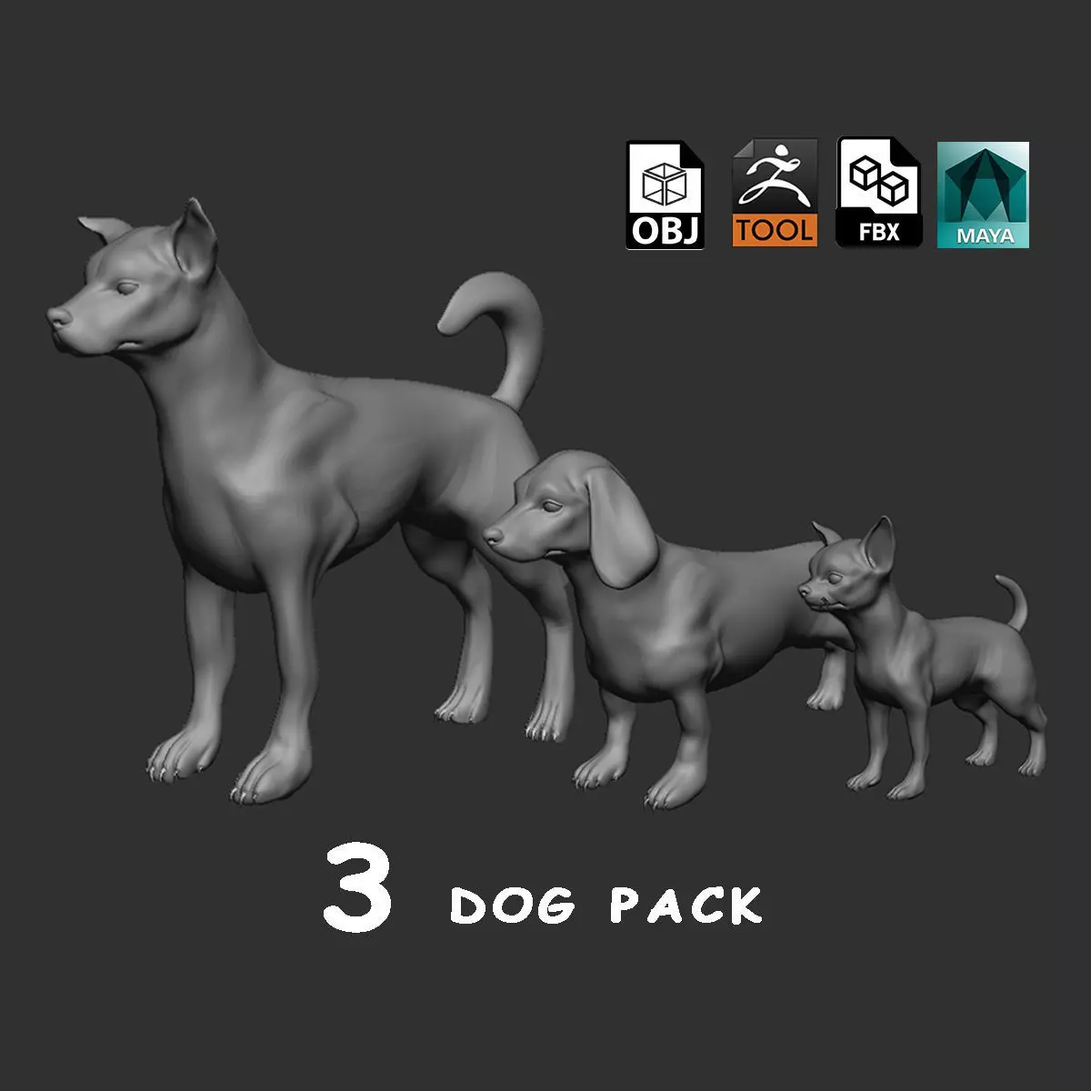 Dog Pack 3D Model Collection_0