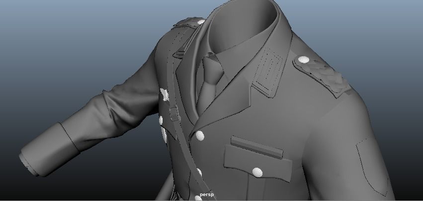 Female Uniform Of Police Low-poly 3D model_26