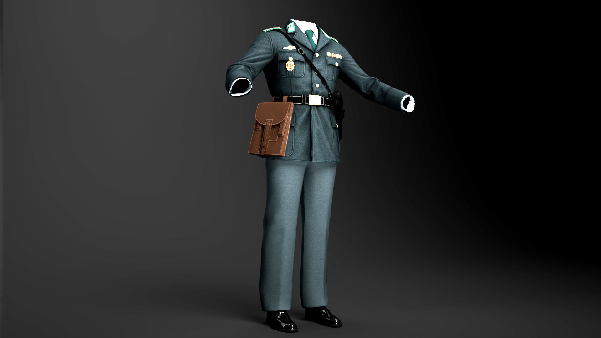 Female Uniform Of Police Low-poly 3D model_4