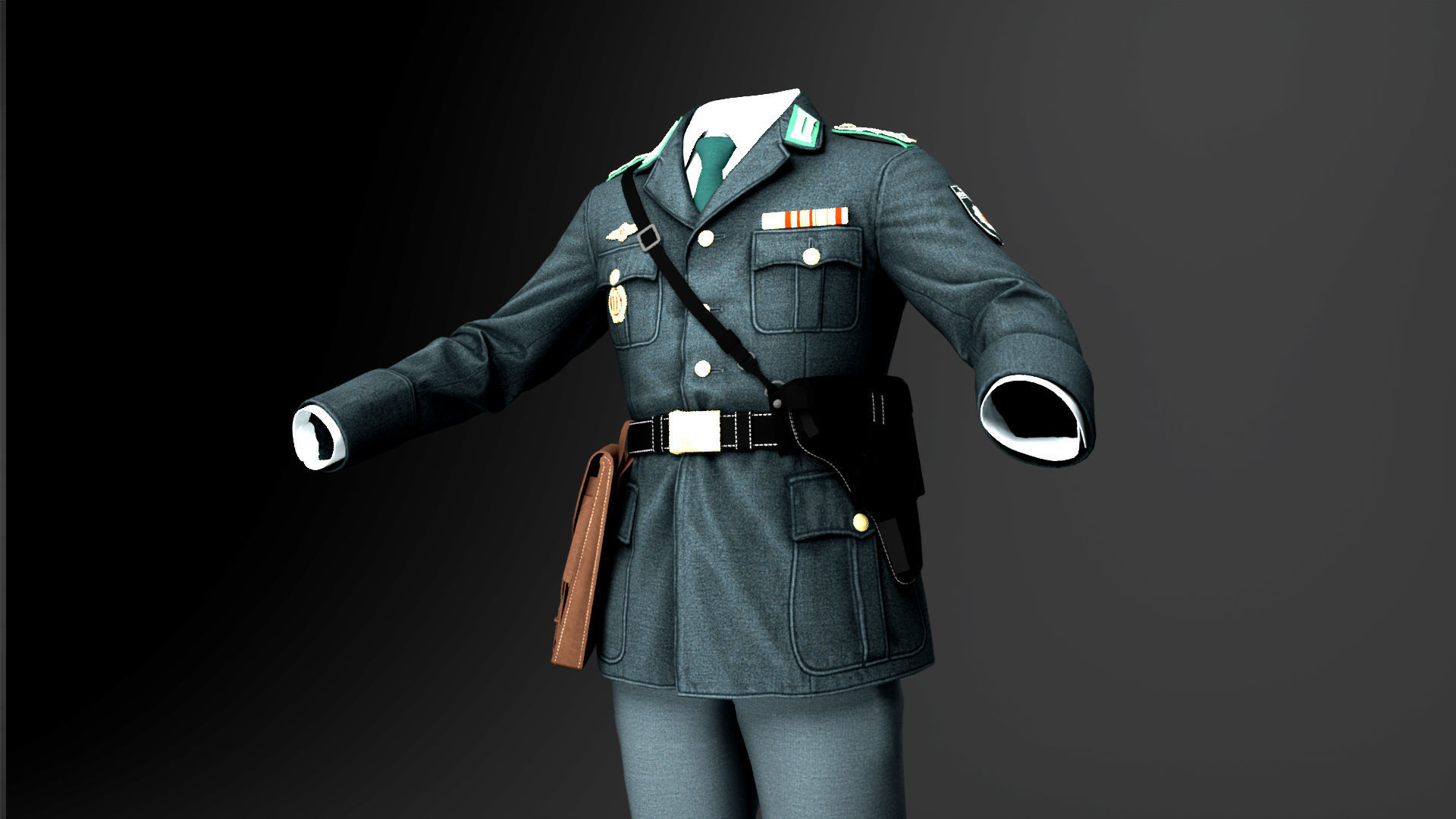 Female Uniform Of Police Low-poly 3D model_12
