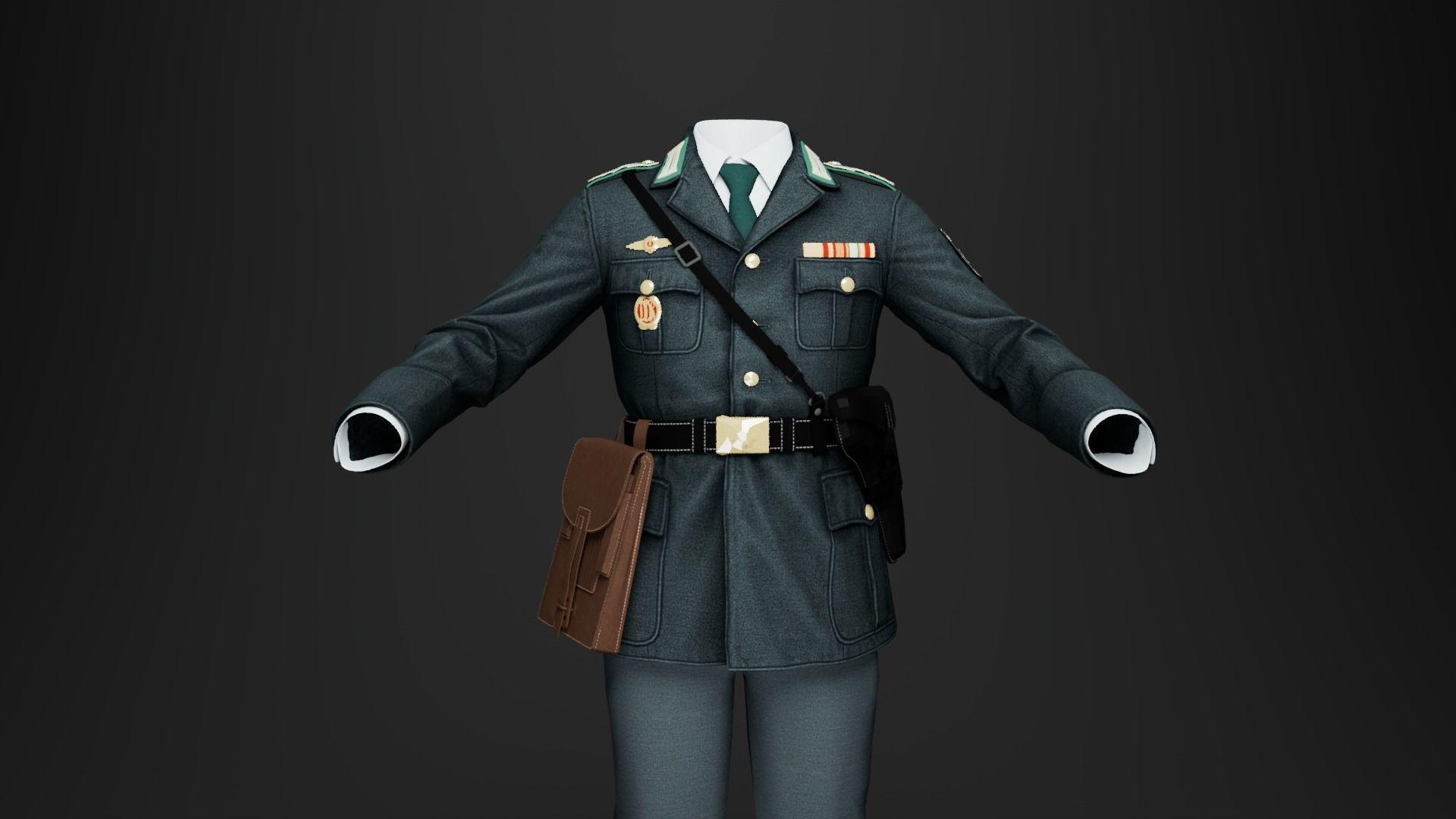Female Uniform Of Police Low-poly 3D model_7