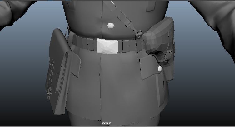 Female Uniform Of Police Low-poly 3D model_24