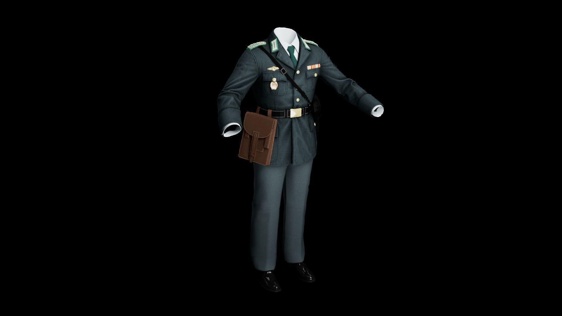 Female Uniform Of Police Low-poly 3D model_17