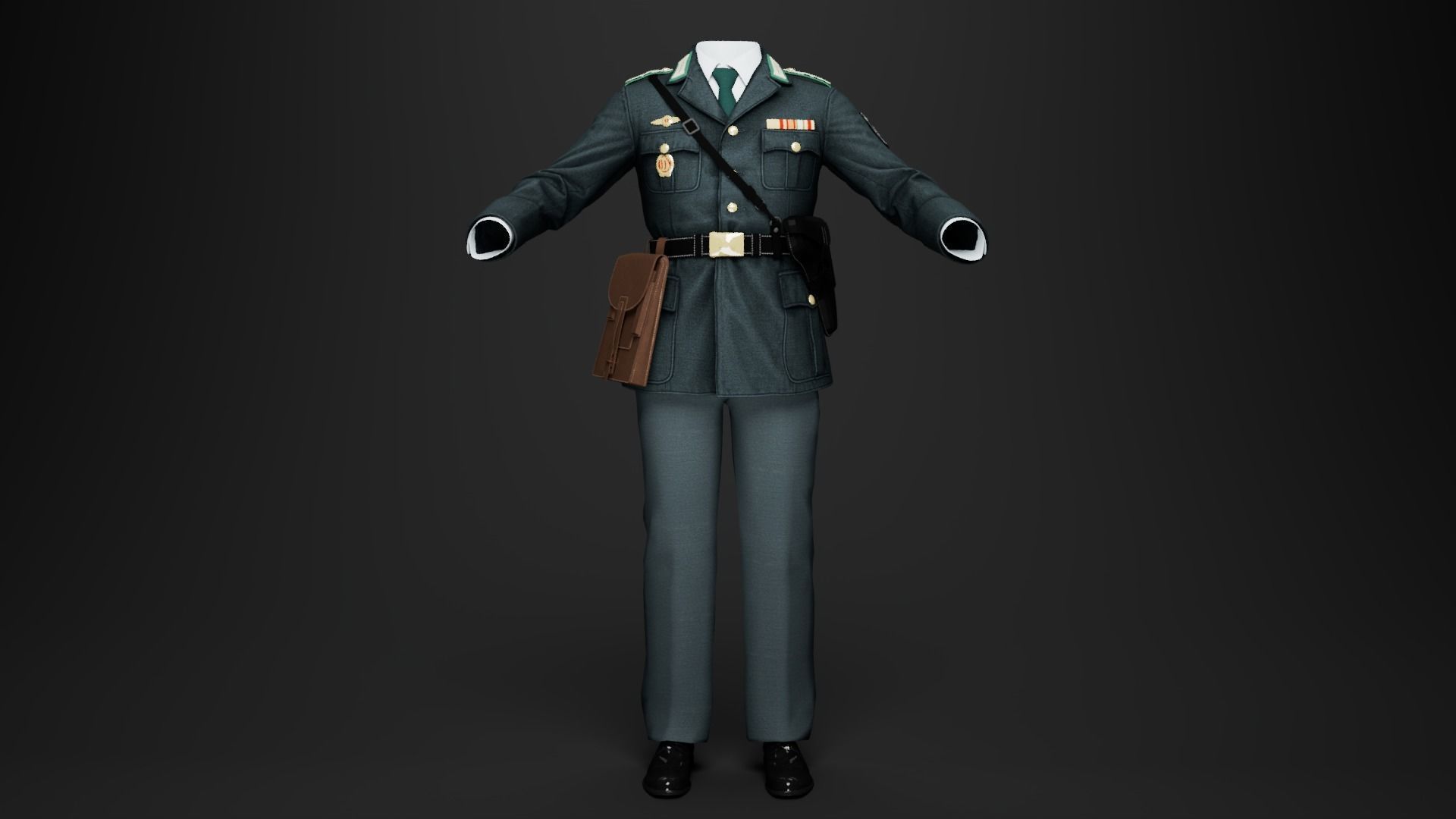 Female Uniform Of Police Low-poly 3D model_1