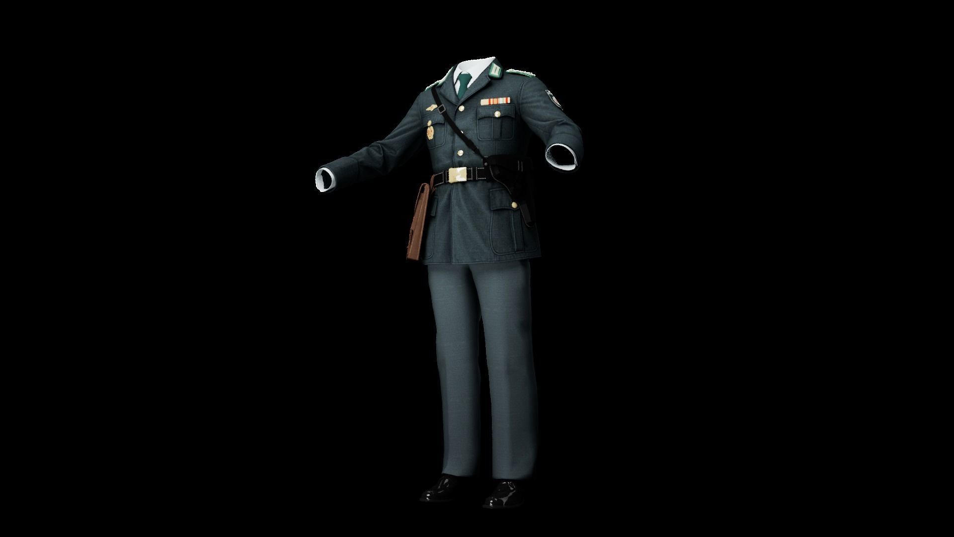 Female Uniform Of Police Low-poly 3D model_13