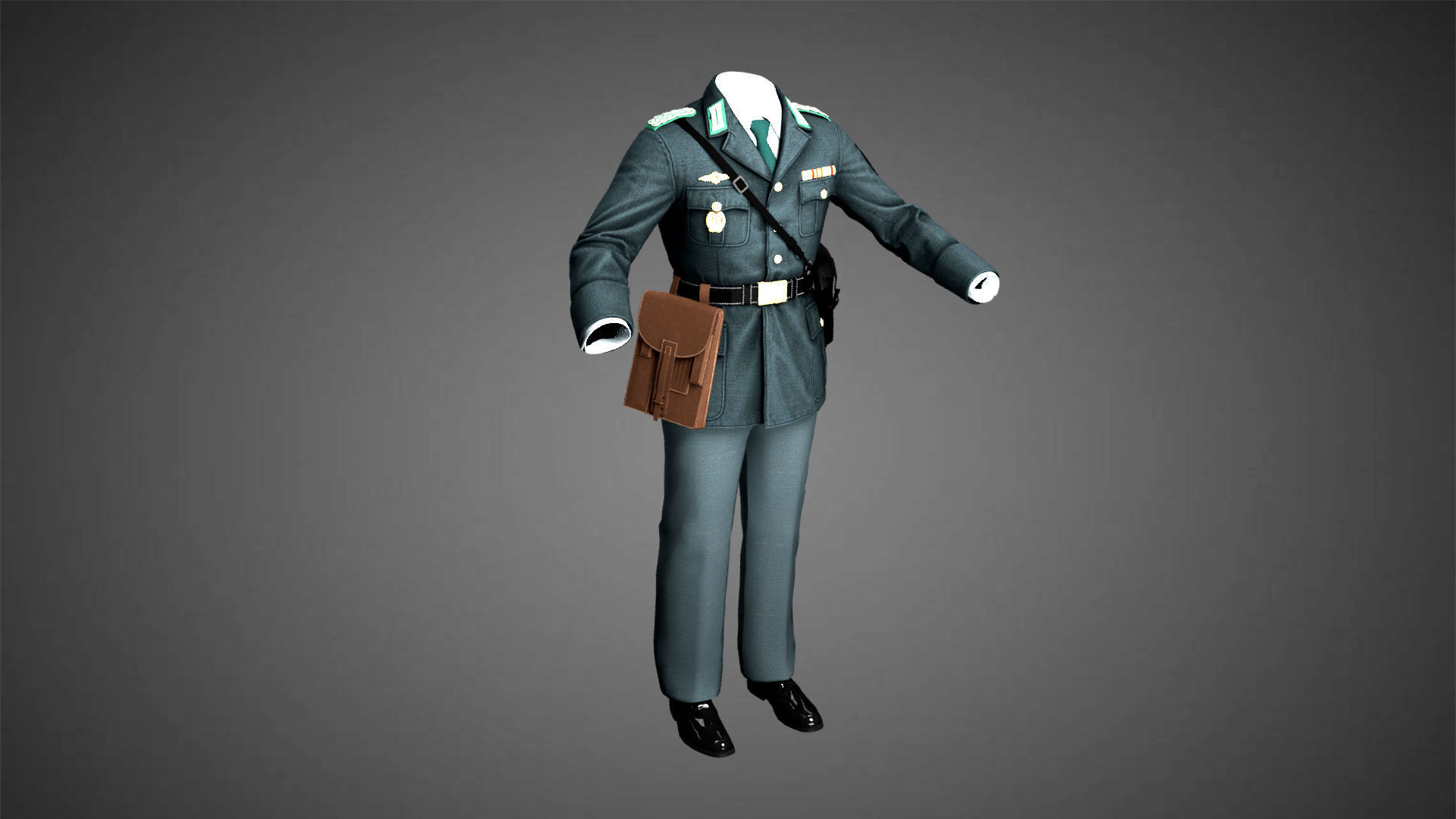 Female Uniform Of Police Low-poly 3D model_8