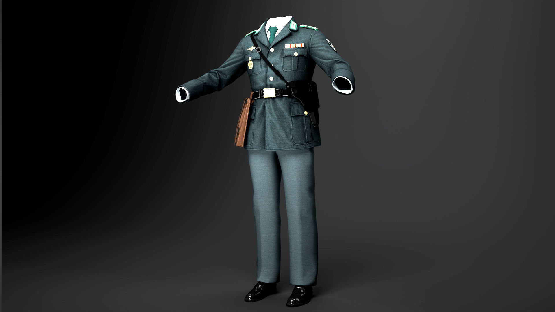 Female Uniform Of Police Low-poly 3D model_2
