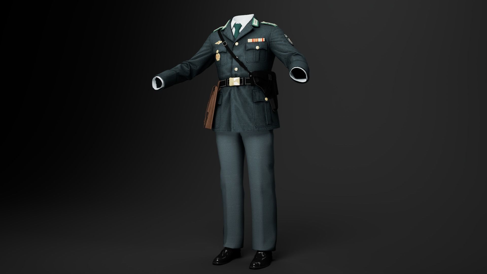 Female Uniform Of Police Low-poly 3D model_3