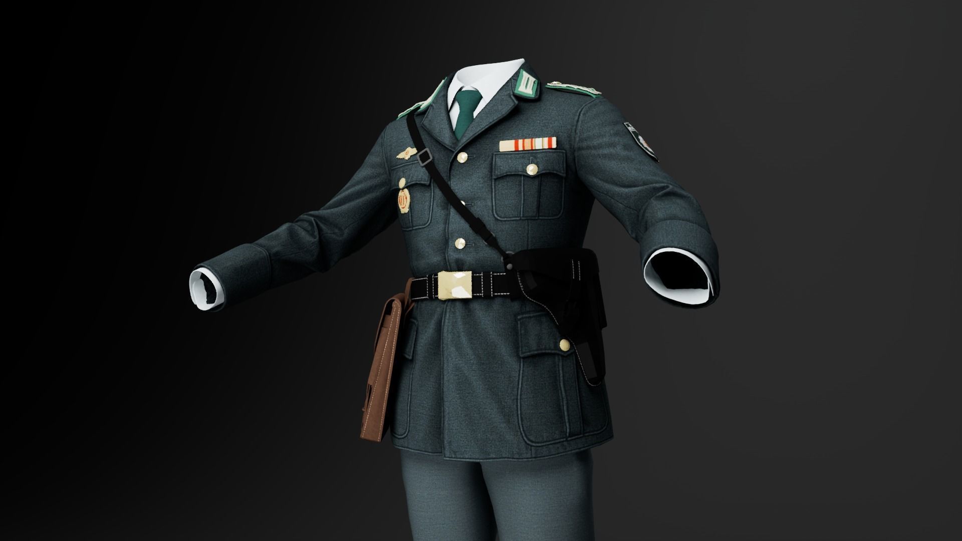 Female Uniform Of Police Low-poly 3D model_9