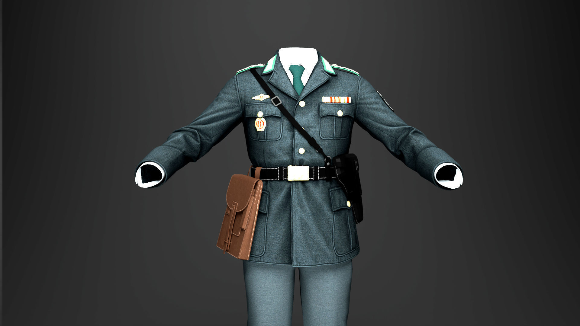 Female Uniform Of Police Low-poly 3D model_6