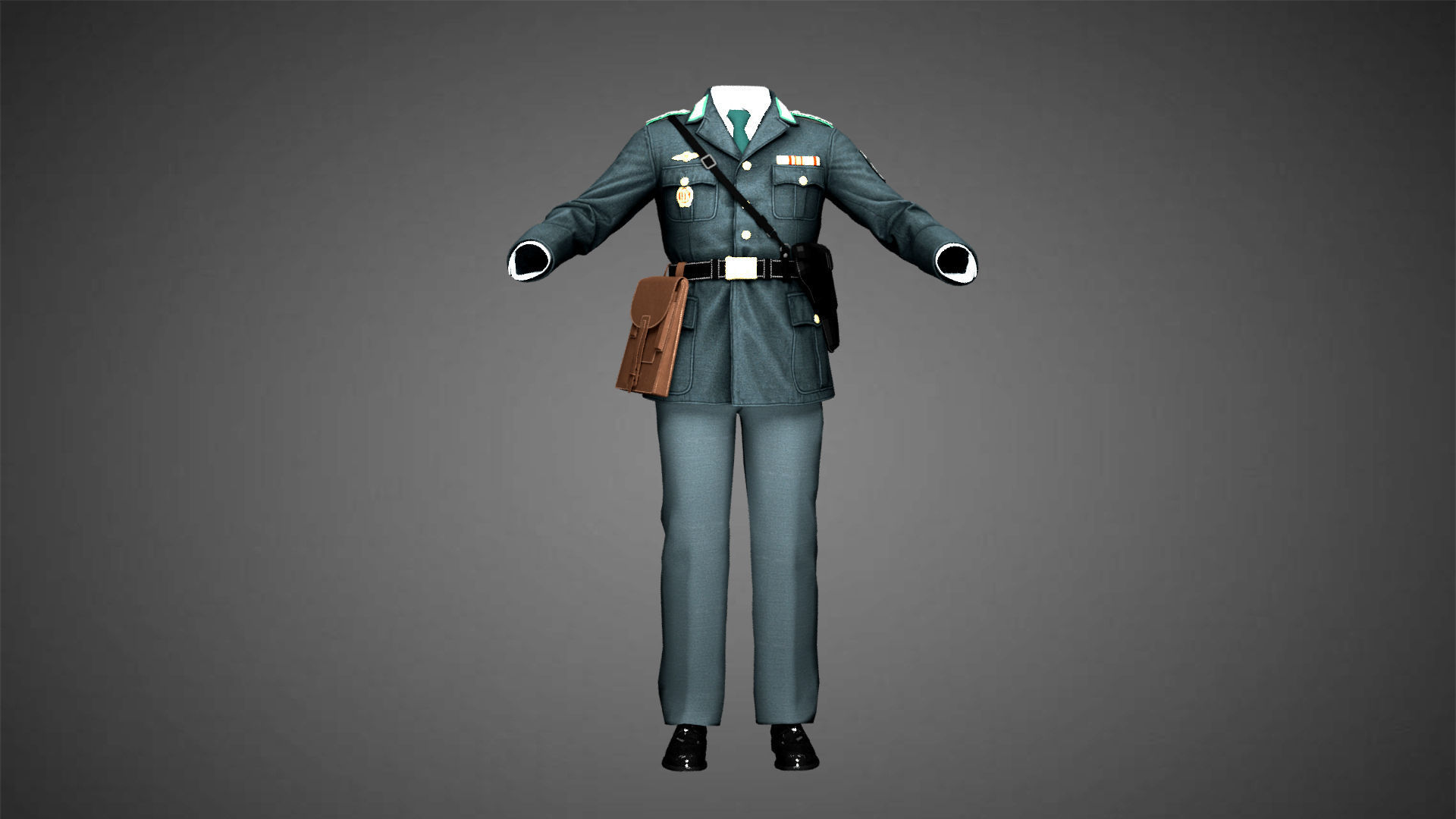 Female Uniform Of Police Low-poly 3D model_11