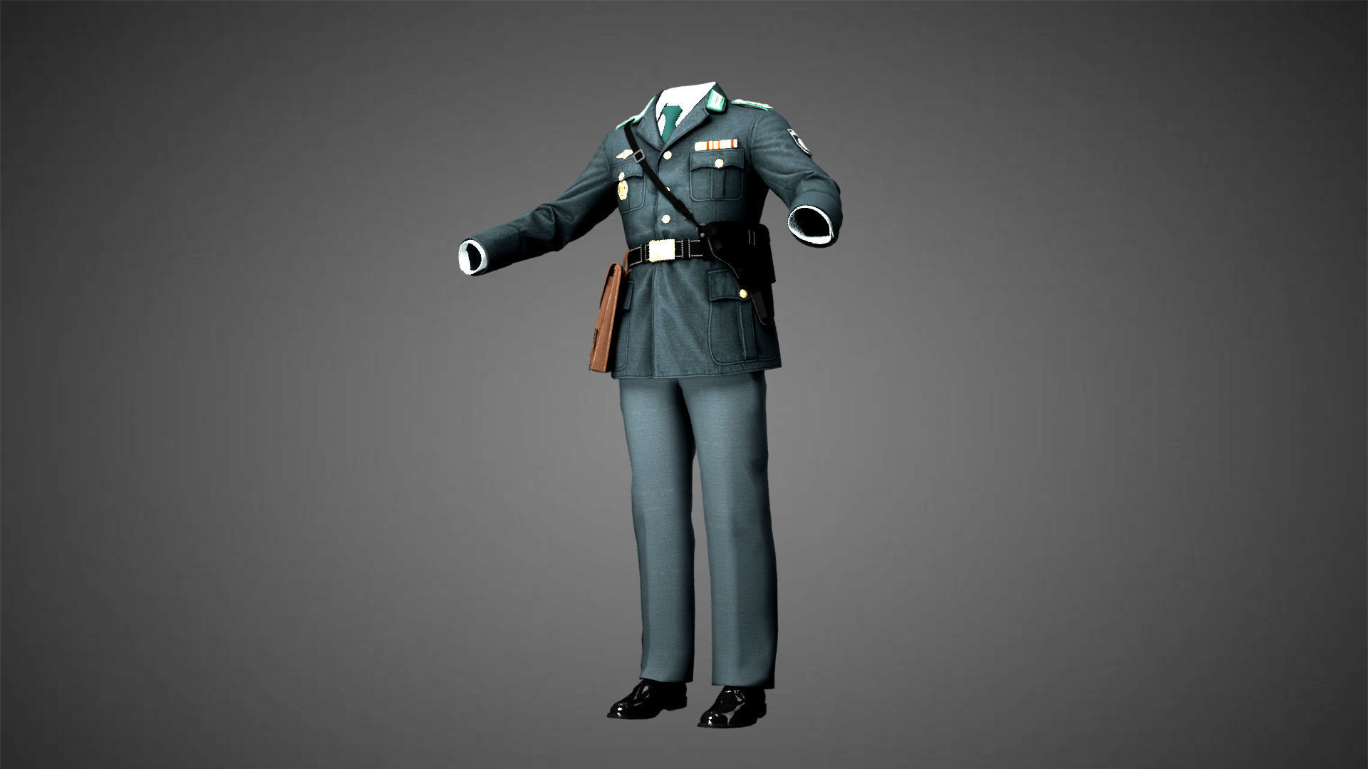 Female Uniform Of Police Low-poly 3D model_15