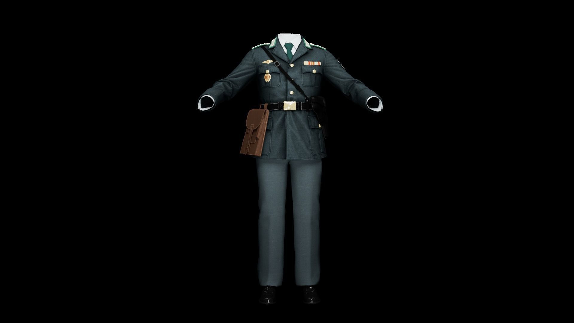 Female Uniform Of Police Low-poly 3D model_14