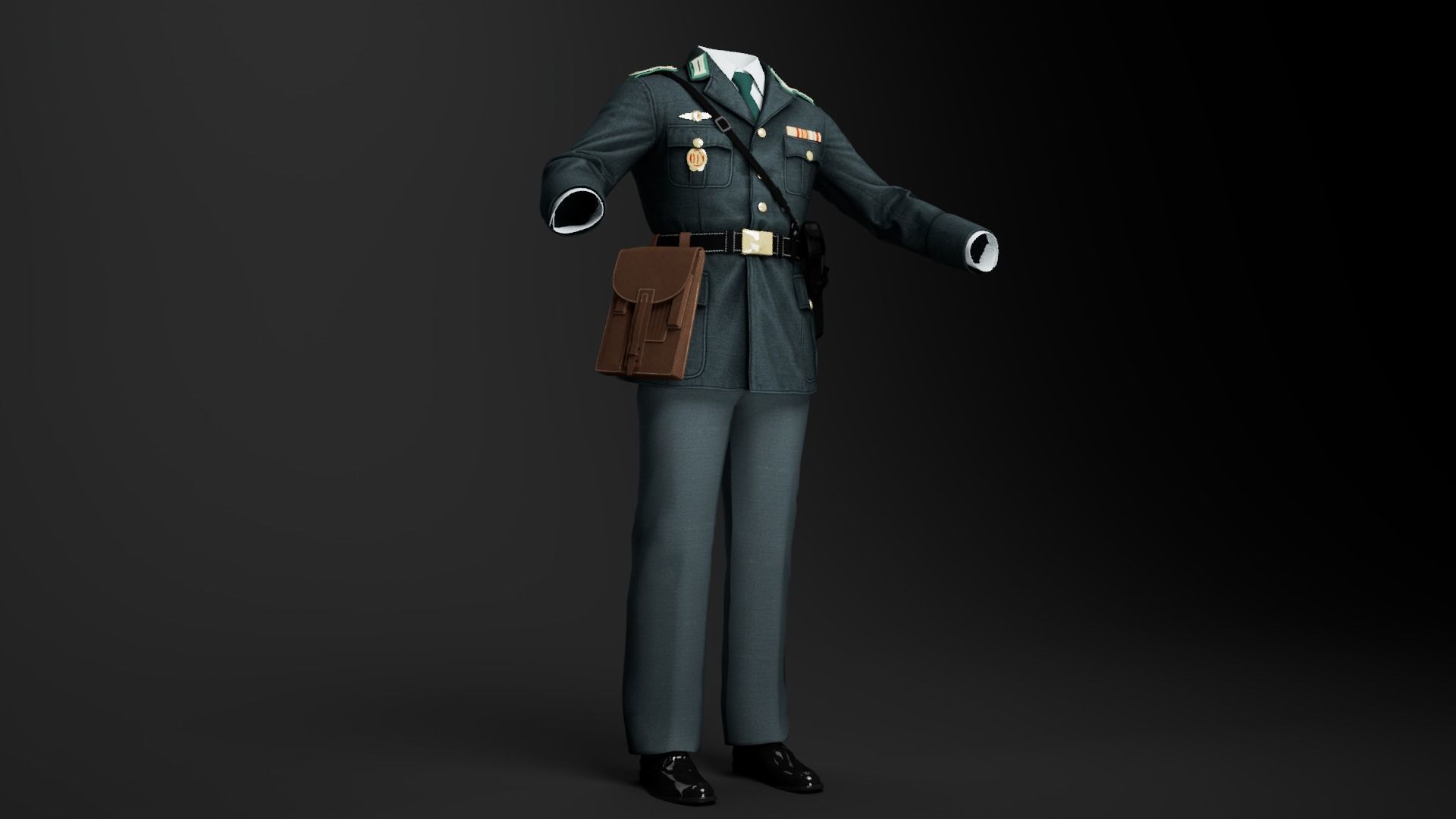 Female Uniform Of Police Low-poly 3D model_5