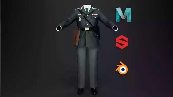 Female Uniform Of Police Low-poly 3D model