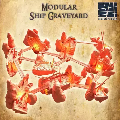 Modular Ship Graveyard Tabletop Terrain 28 MM