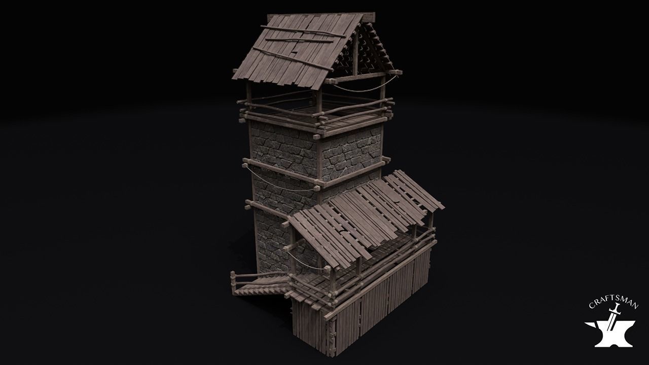 Realistic Medieval Watchtower  Low-poly 3D model_5
