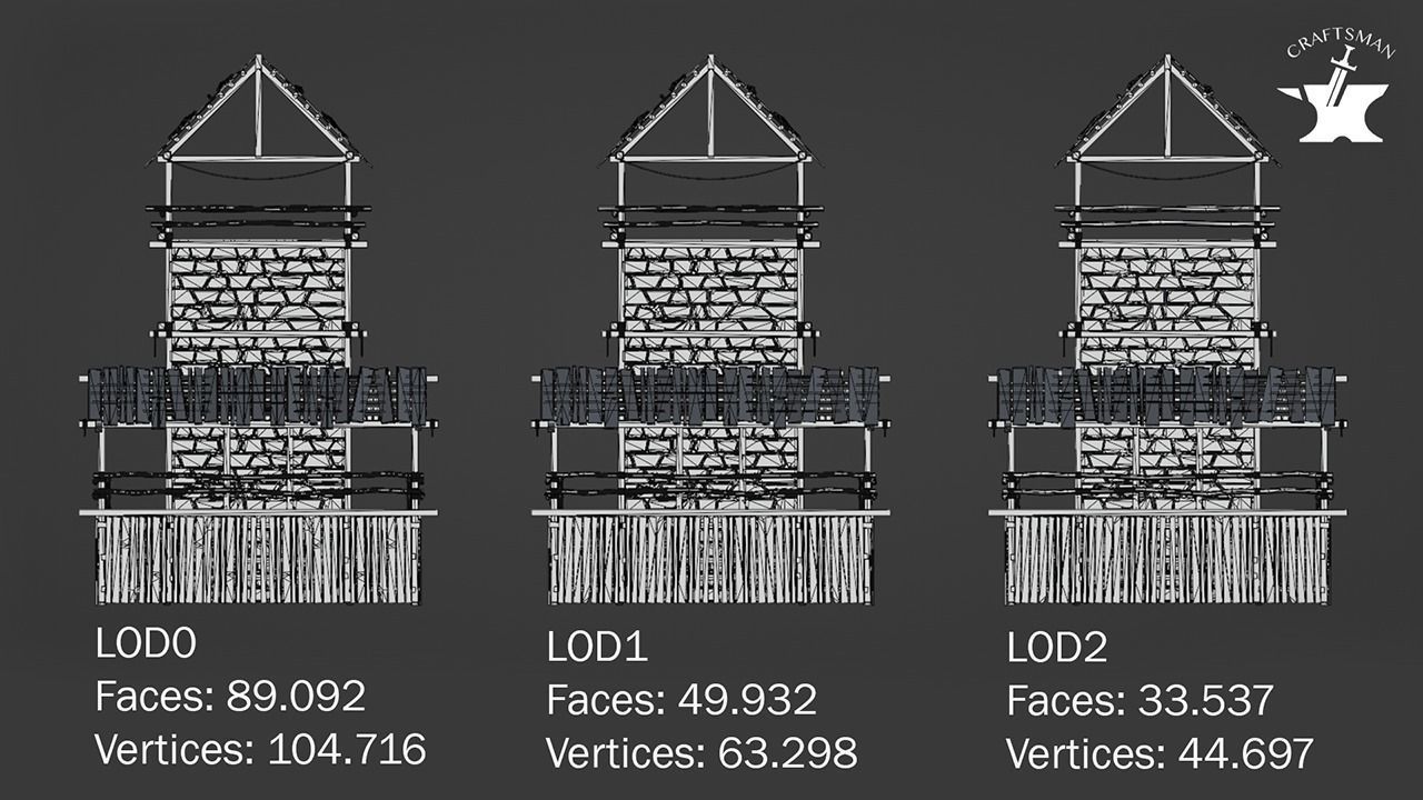 Realistic Medieval Watchtower  Low-poly 3D model_13