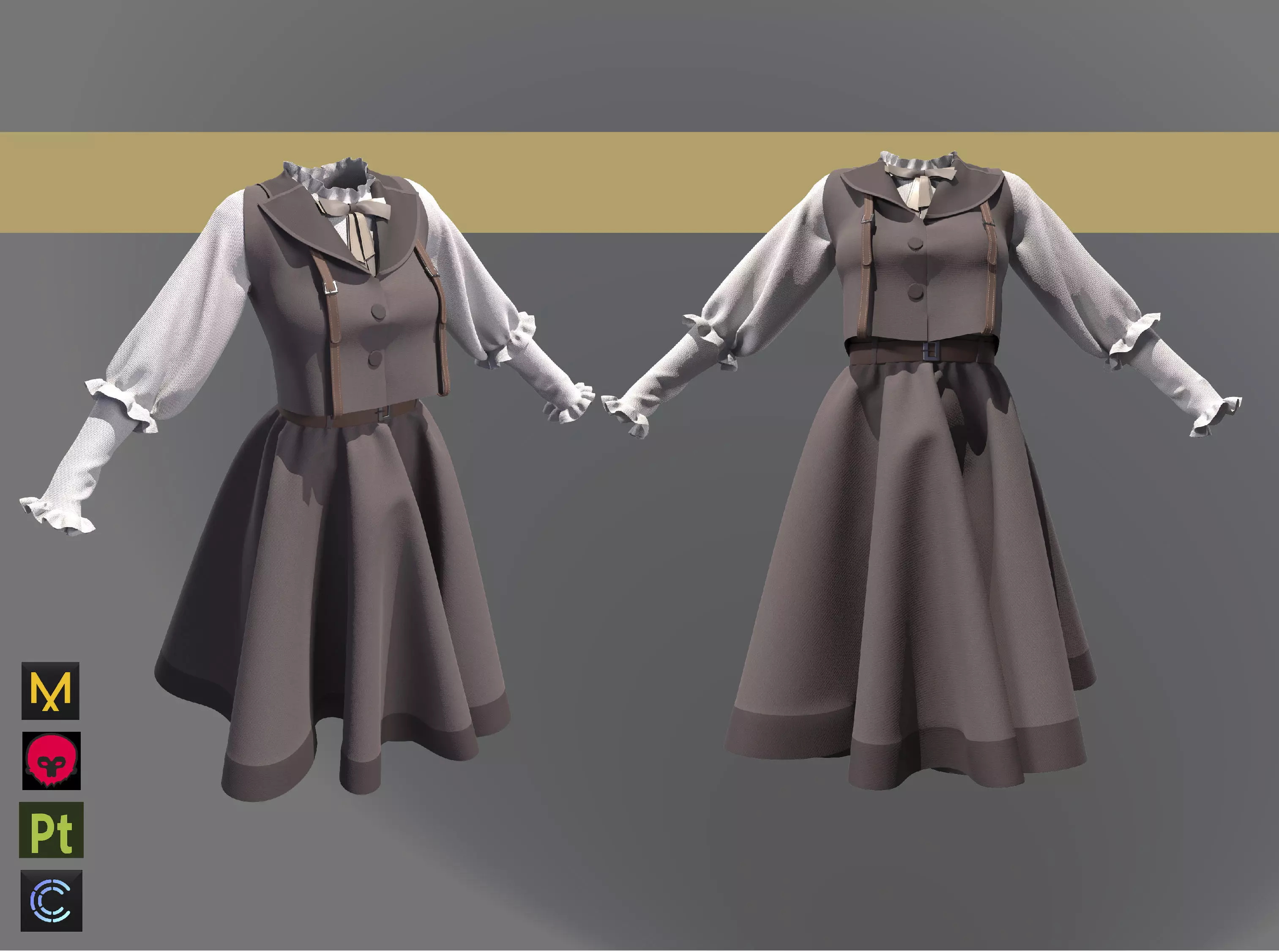 3D Lolita uniform clothes woman dress 3D model_0