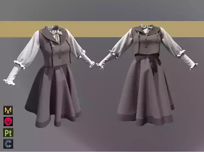 3D Lolita uniform clothes woman dress