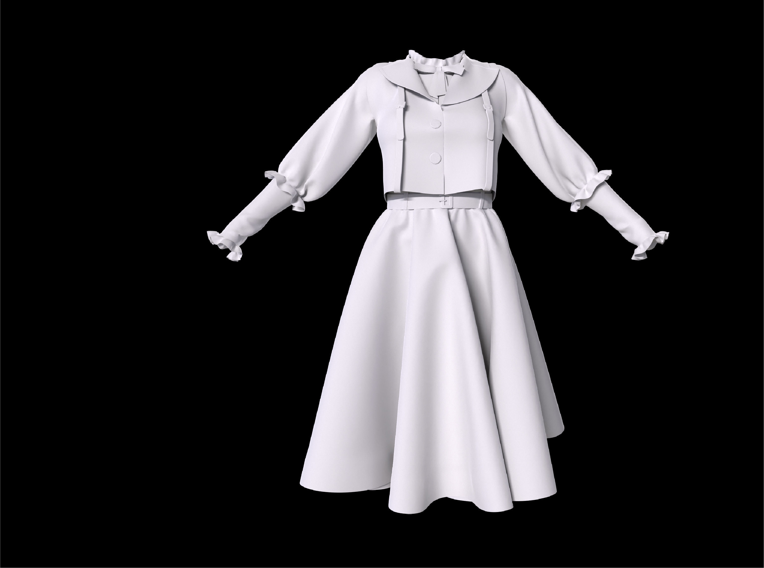 3D Lolita uniform clothes woman dress 3D model_8