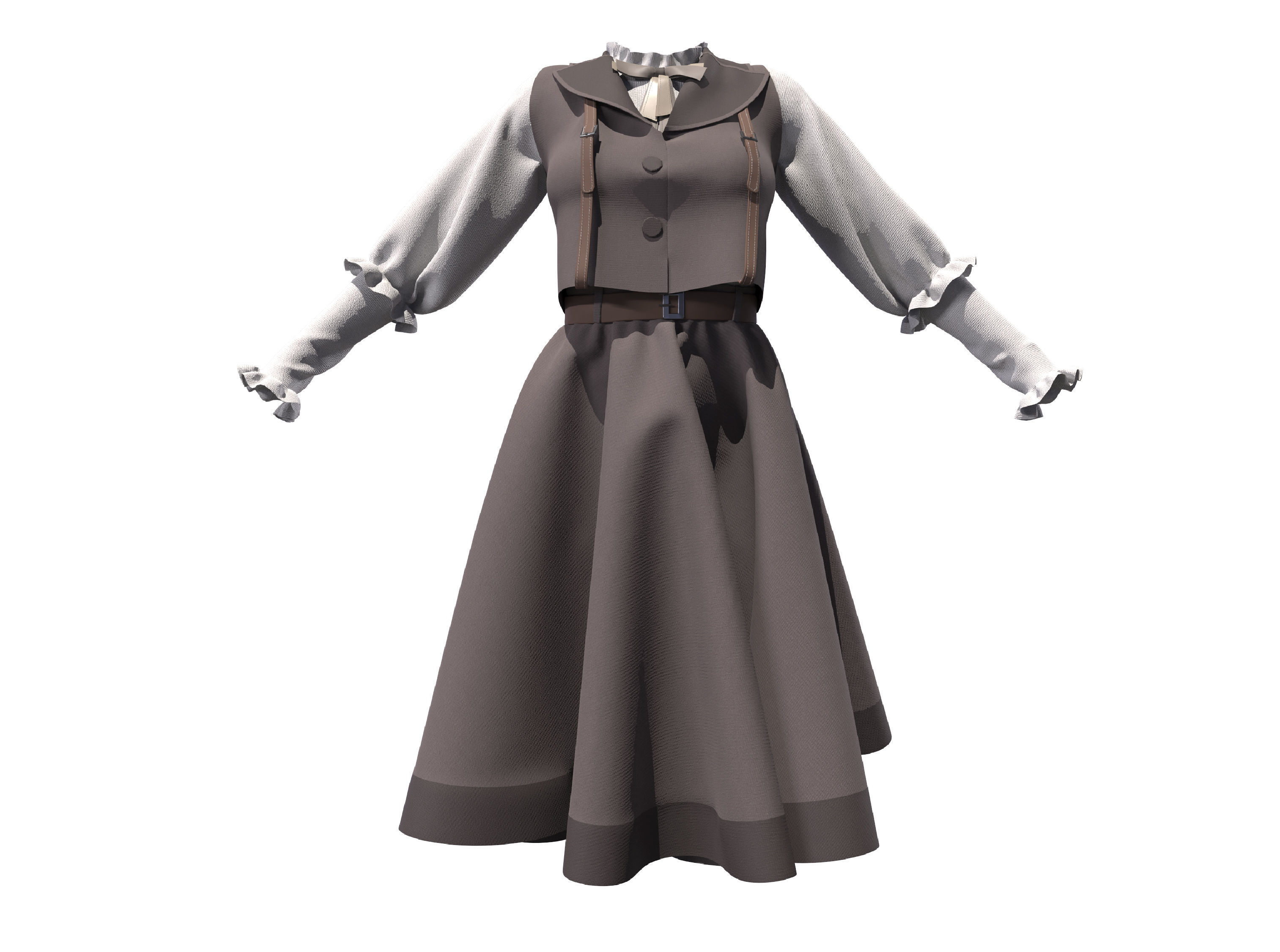 3D Lolita uniform clothes woman dress 3D model_2