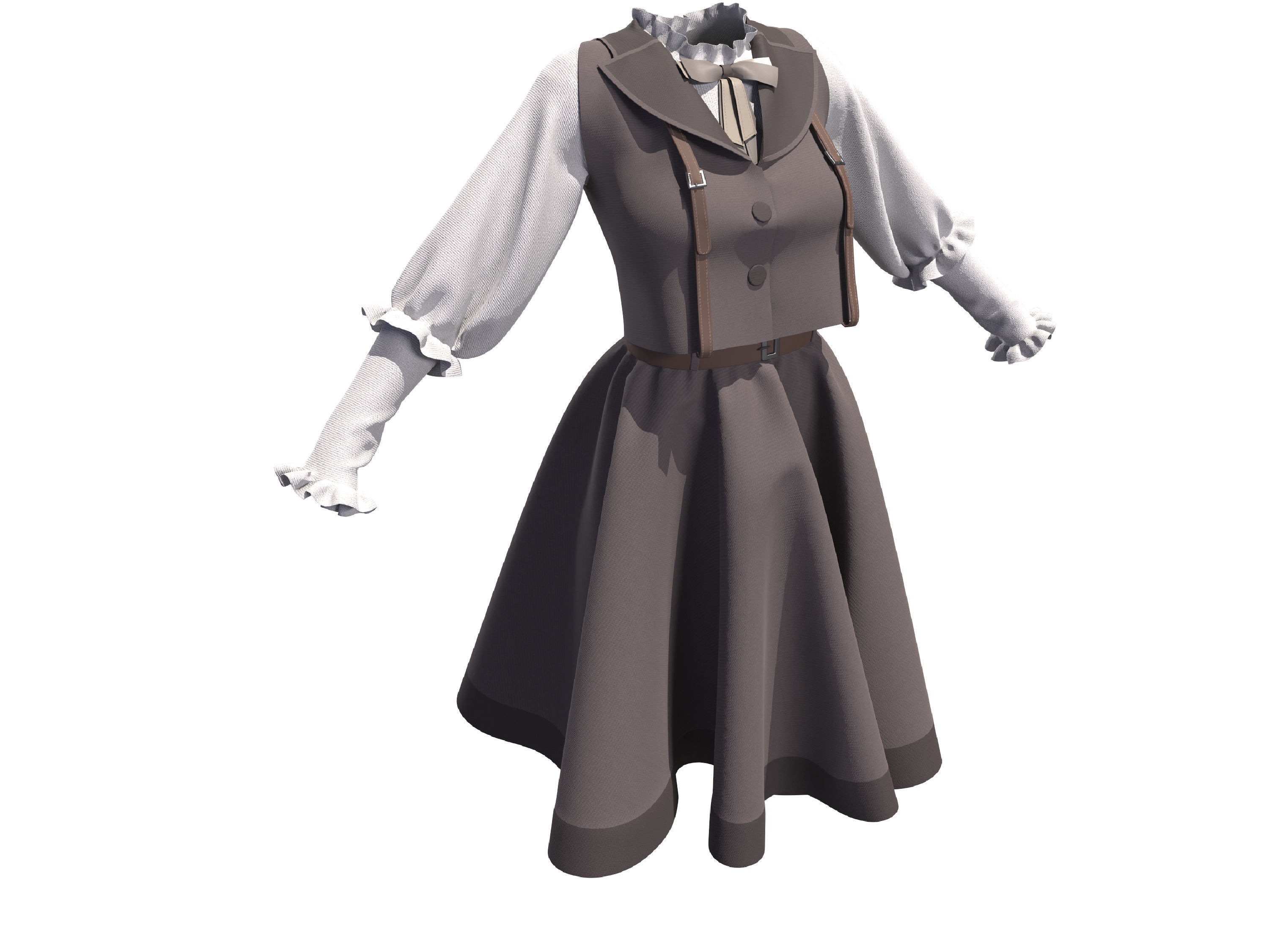 3D Lolita uniform clothes woman dress 3D model_5