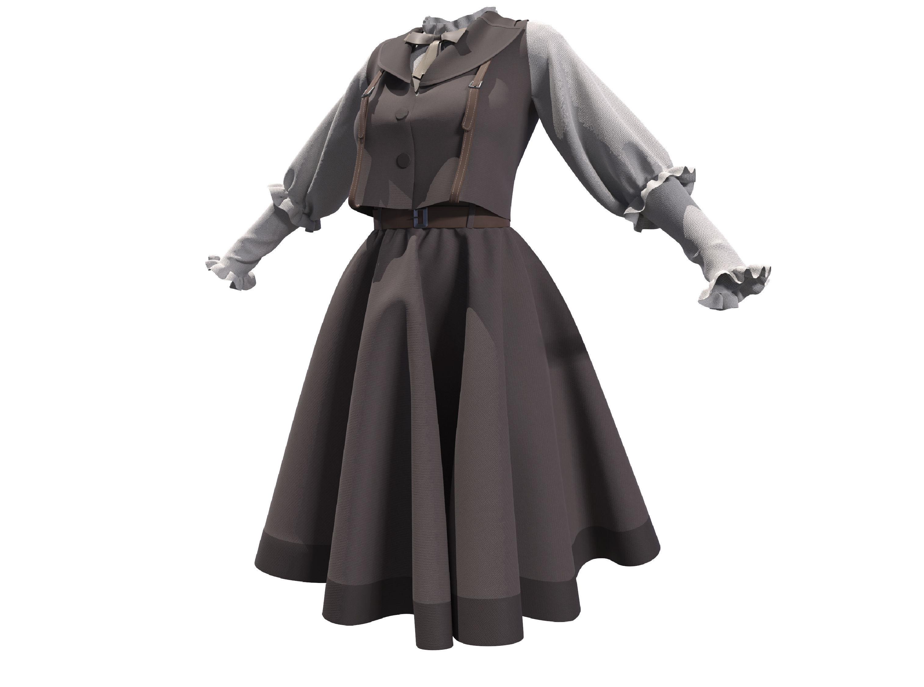 3D Lolita uniform clothes woman dress 3D model_4