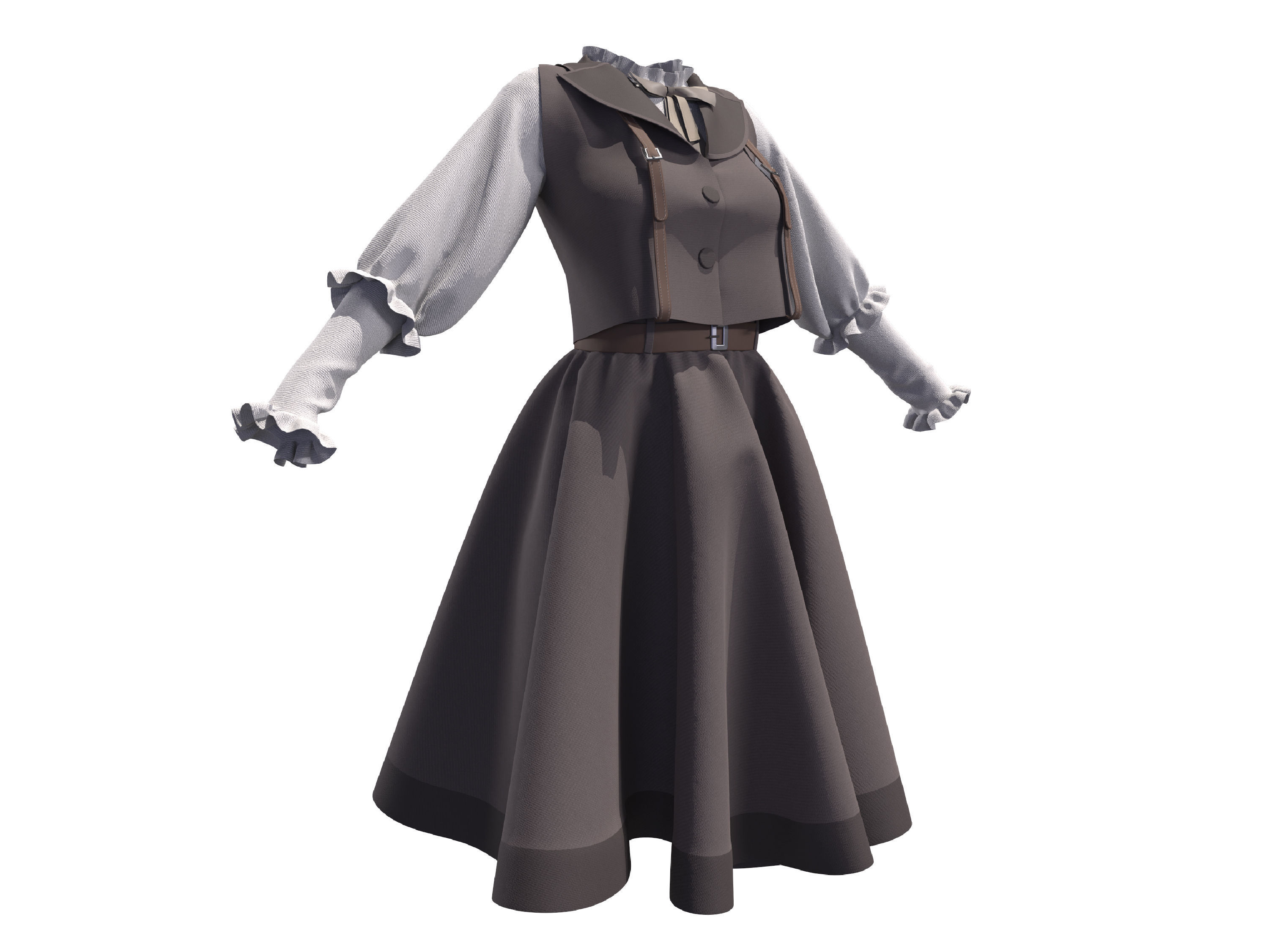 3D Lolita uniform clothes woman dress 3D model_3