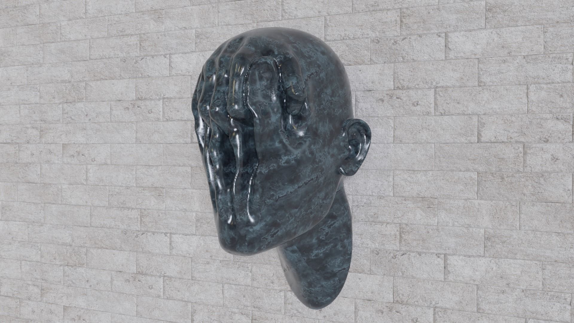 face 3D wall mask 3D print model_1