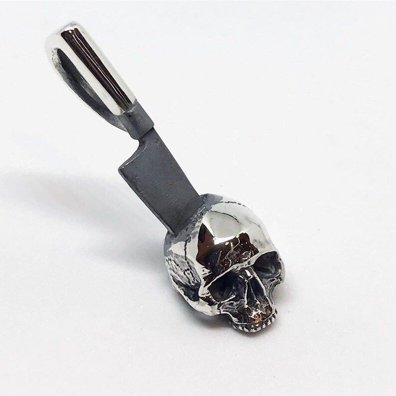 Skull With Knife Pendant 3D print model_2