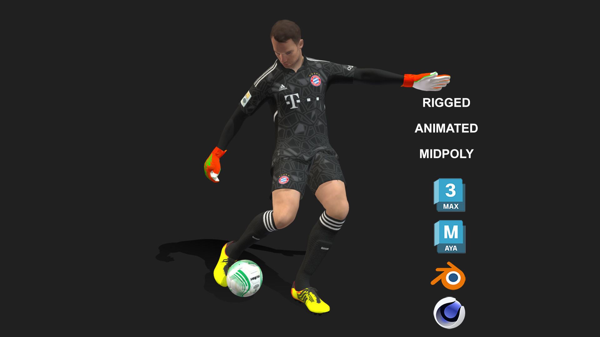 3D Rigged Manuel Neuer Bayern Munich 2023 3D model_7
