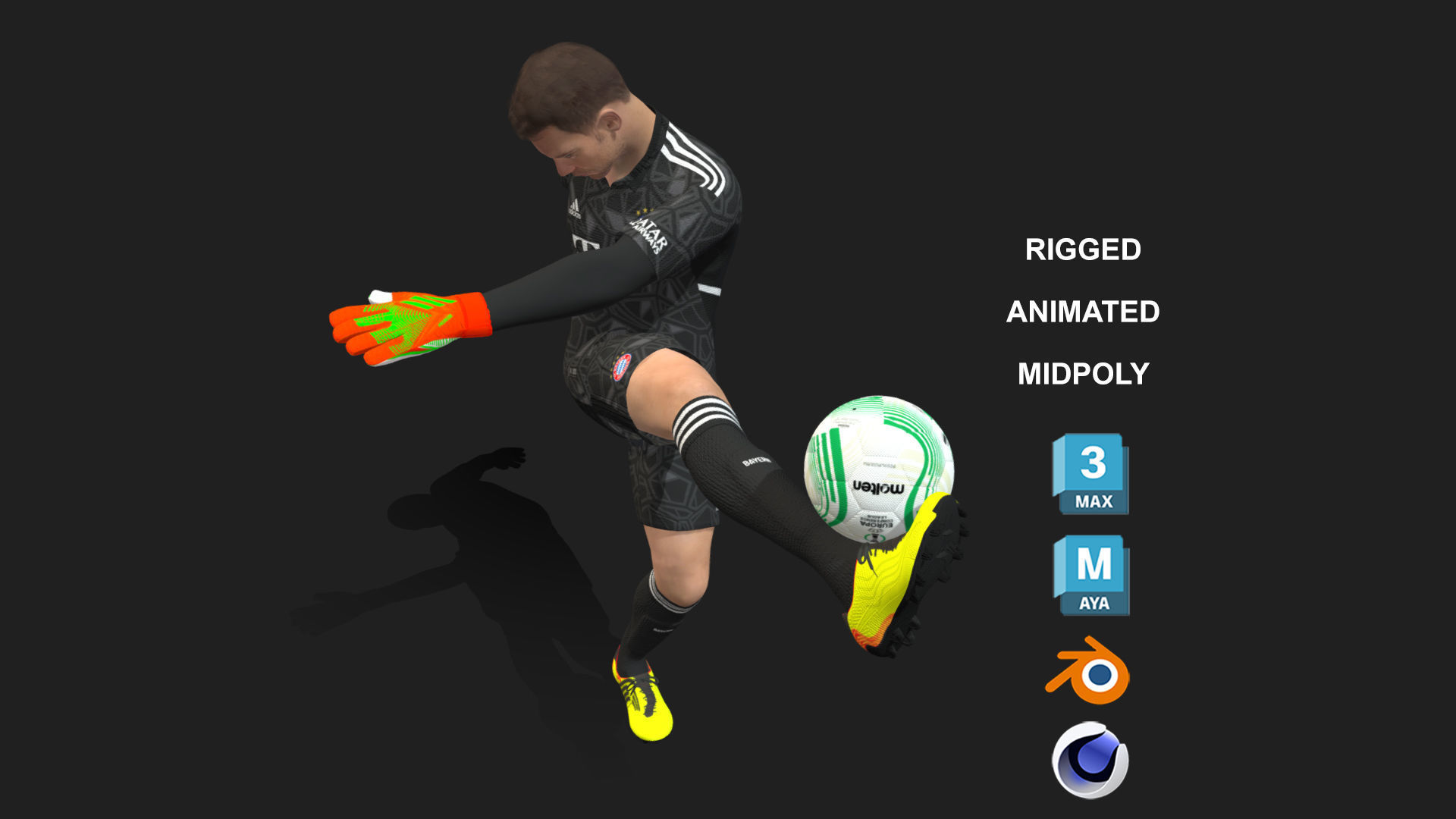 3D Rigged Manuel Neuer Bayern Munich 2023 3D model_8