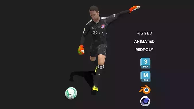3D Rigged Manuel Neuer Bayern Munich 2023 3D model