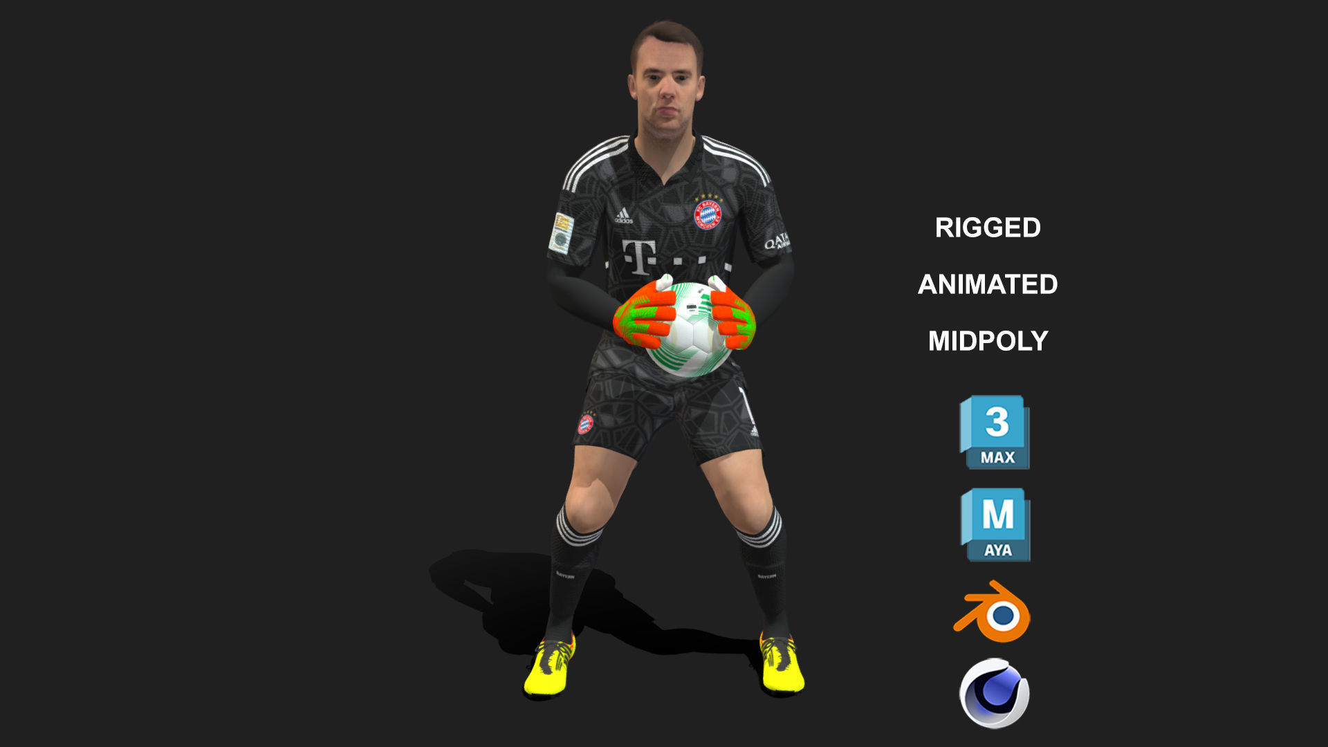 3D Rigged Manuel Neuer Bayern Munich 2023 3D model_2