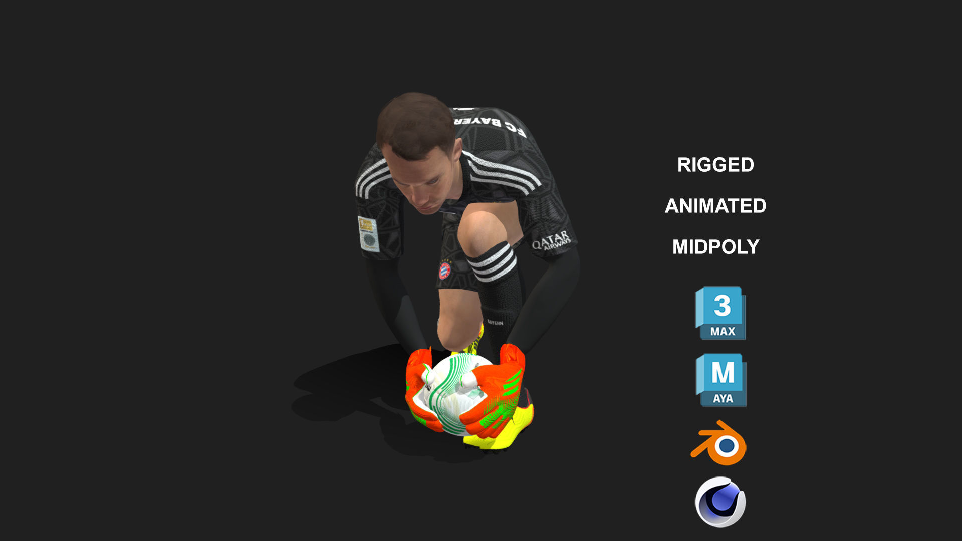 3D Rigged Manuel Neuer Bayern Munich 2023 3D model_4