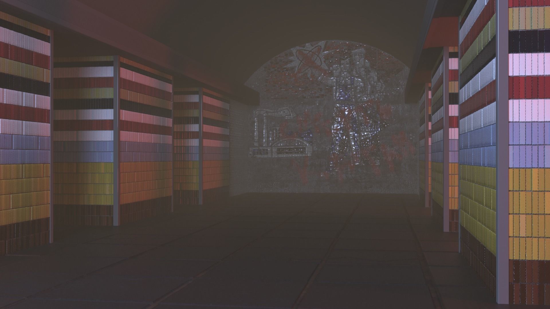 Black cracked tiles 3D model_3