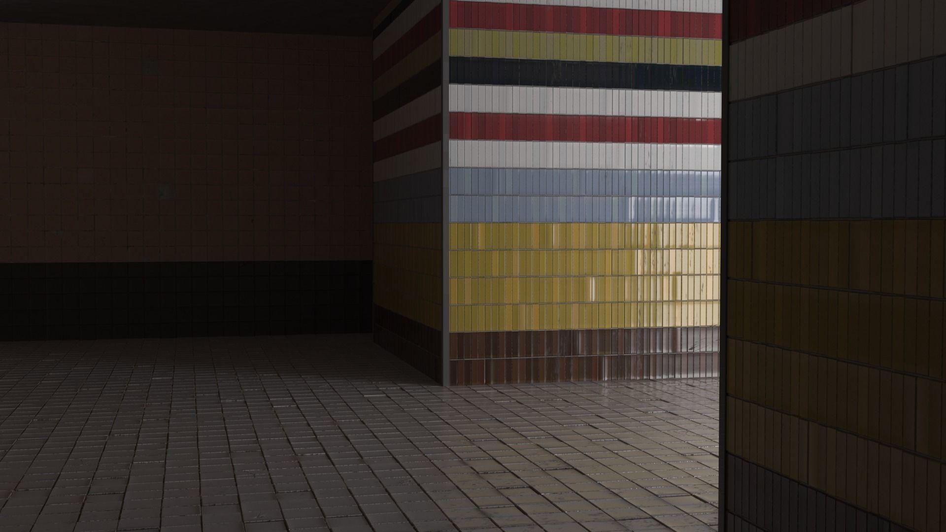 Black cracked tiles 3D model_2