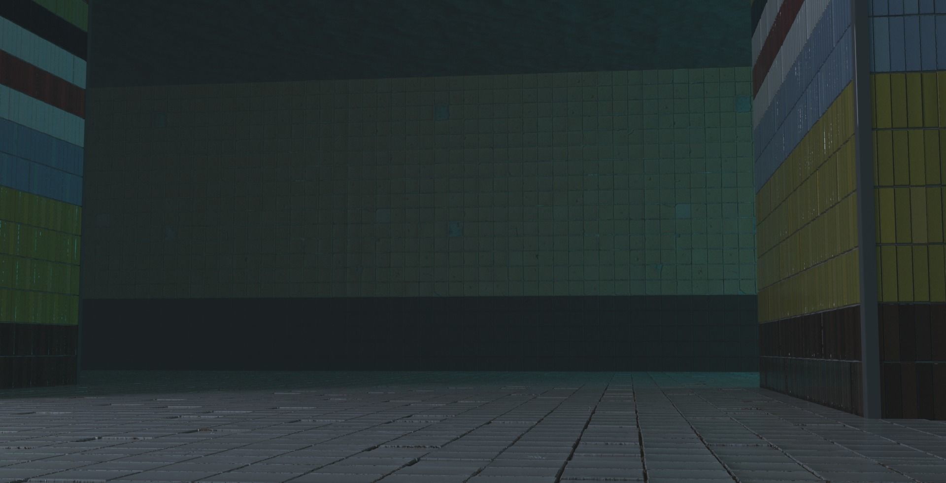 Black cracked tiles 3D model_1