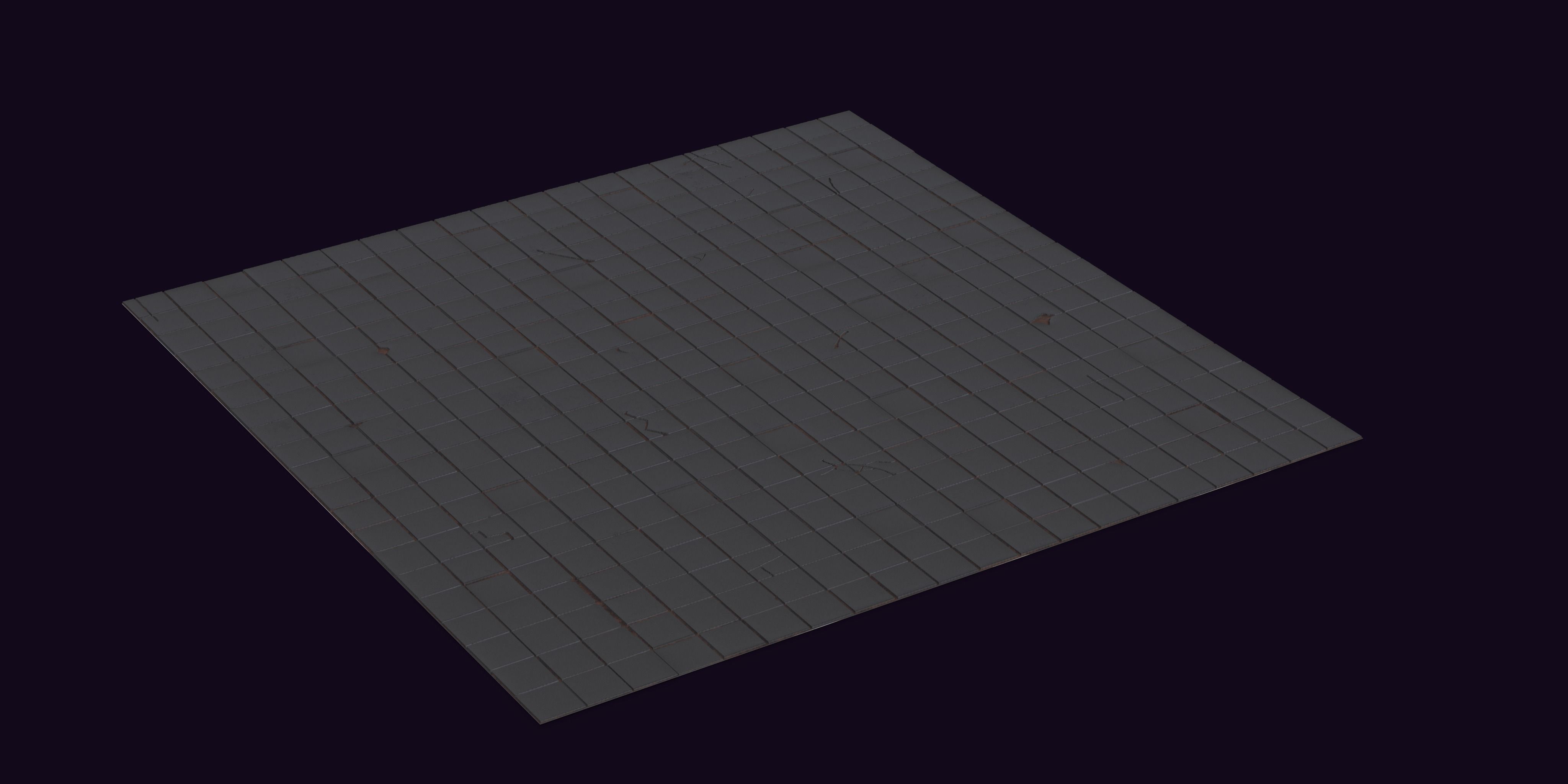 Black cracked tiles 3D model_4