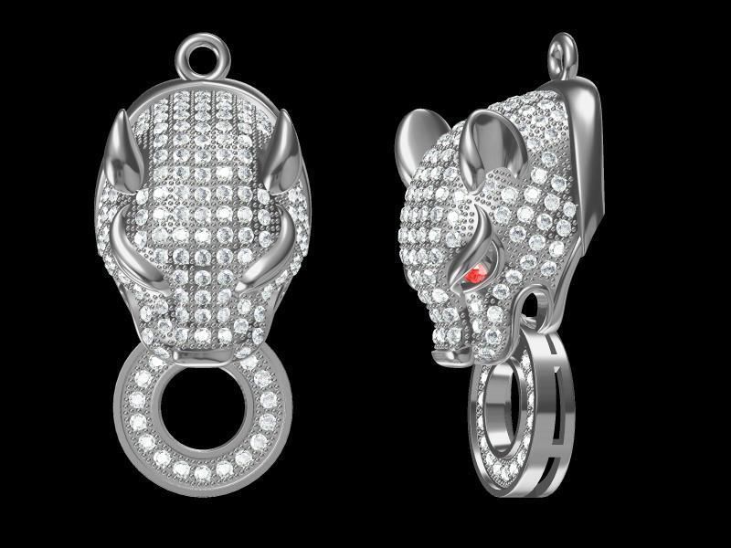 Cartier Leopard Ring Pendant Earrings Bracelet Set Model 3D print model_1