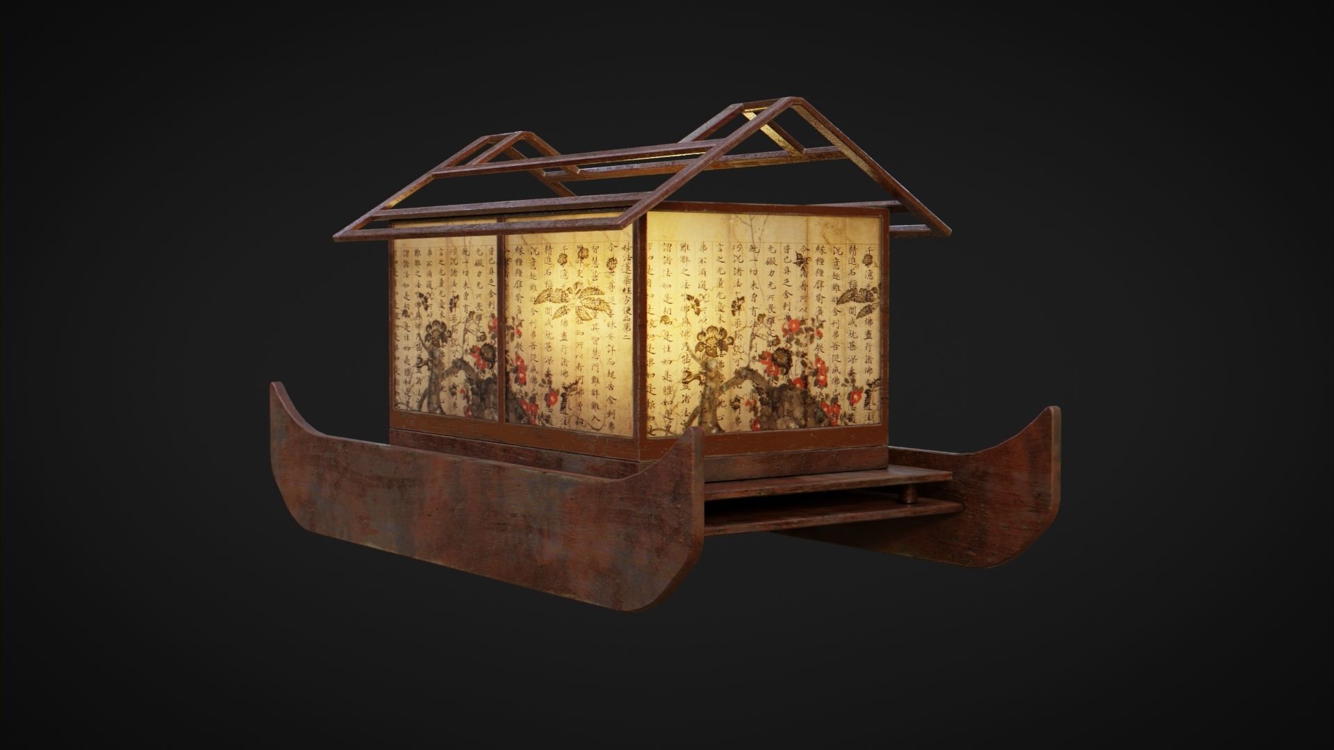 Lantern Boat Low-poly 3D model_3